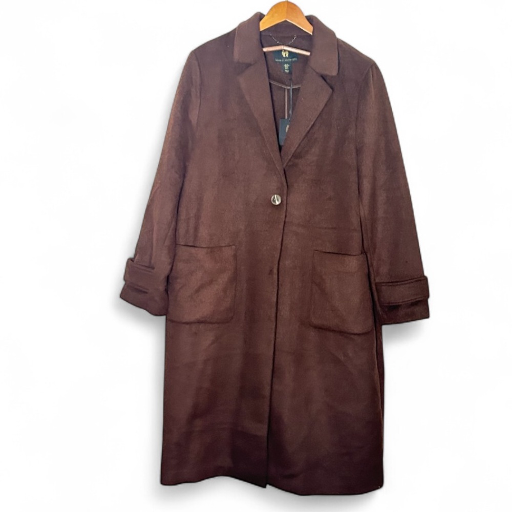 NWT House of Harlow 1960 Brown Elegant Wool Blend Trench Coat Size XL - Picture 3 of 7